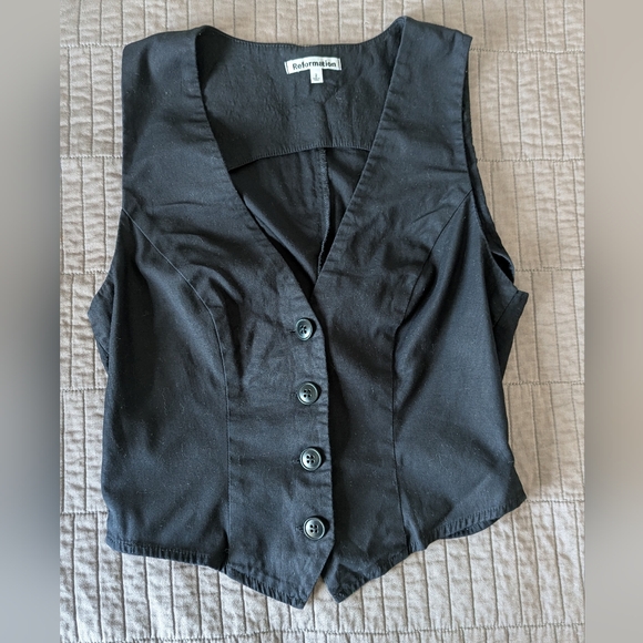 Reformation Devin Black Twill Vest - Picture 6 of 8